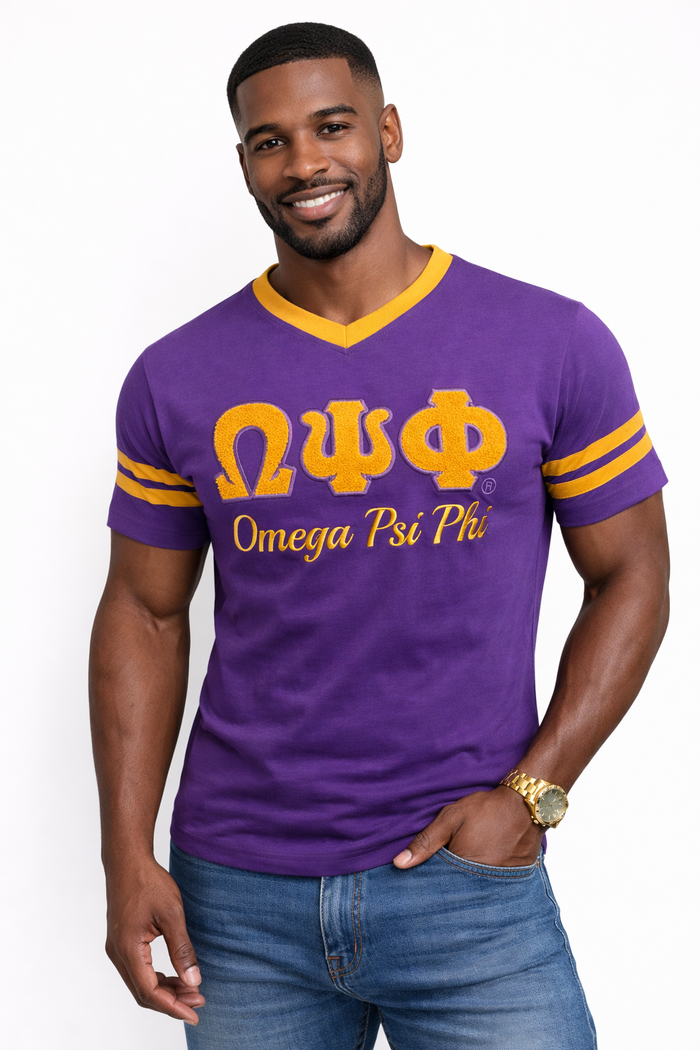 Omega Psi Phi V-Neck Varsity Tee