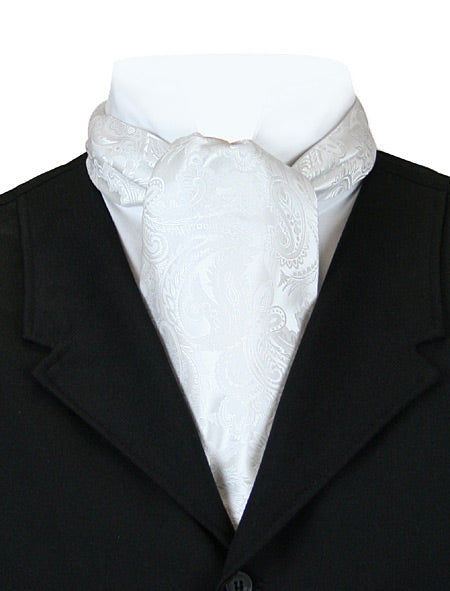 Opulent Paisley Ascot - Pure White