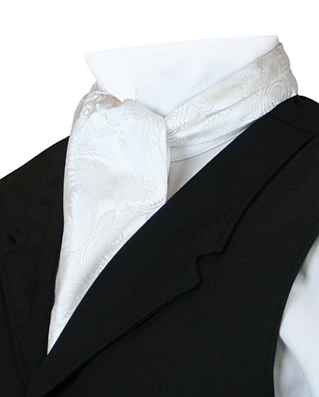 Opulent Paisley Ascot - Pure White