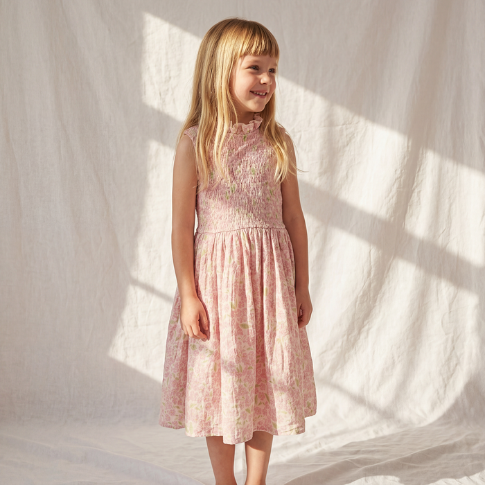 Petit Playa Organic Cotton Adaline Dress in Peony print, breathable organic cotton clothing for babies and girls — image 5