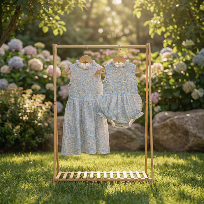 Petit Playa Organic Cotton Adaline Romper in Hydrangea print, breathable organic cotton clothing for babies and girls — image 4