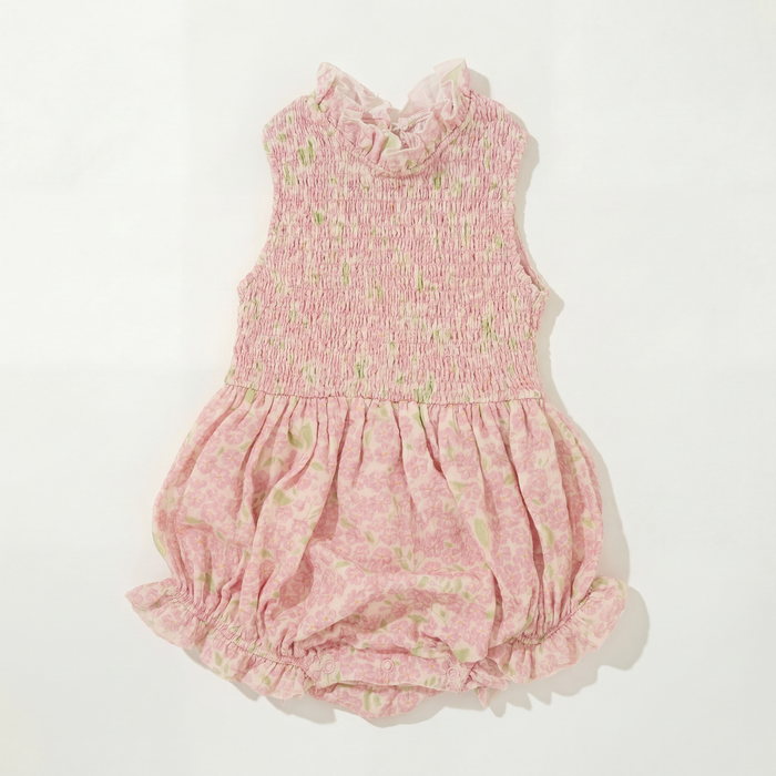 Petit Playa Organic Cotton Adaline Romper in Peony print, breathable organic cotton clothing for babies and girls — image 3