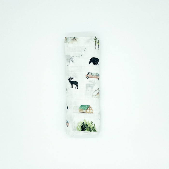 Alaska print organic muslin swaddle wrap for newborns