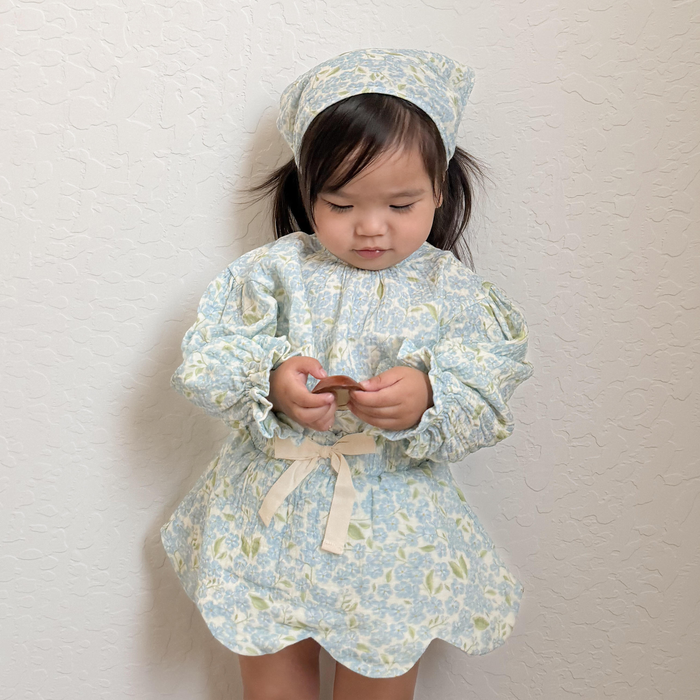 Petit Playa Organic Cotton Marlow Smock Top in Hydrangea print, breathable organic cotton clothing for babies and girls — image 2