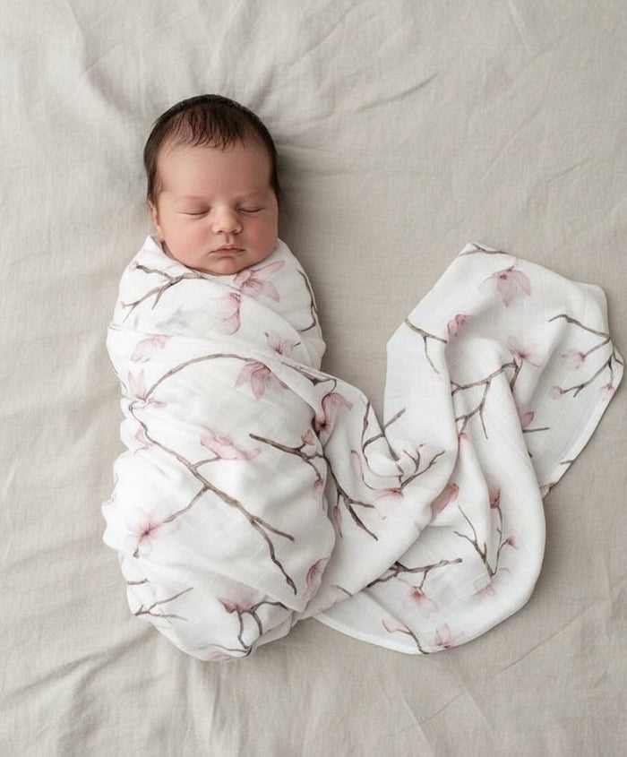 Floral muslin newborn swaddle wrap breathable and soft