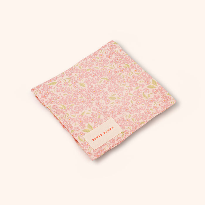 Petit Playa Organic Cotton Fleur Swaddle in Peony print, breathable organic cotton swaddle for babies and girls