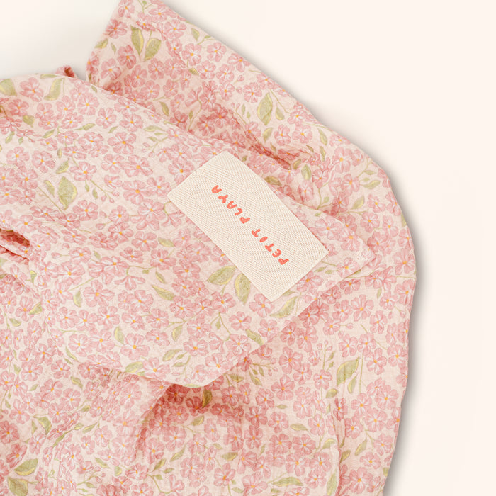 Petit Playa Organic Cotton Fleur Swaddle in Peony print, breathable organic cotton swaddle for babies and girls — image 3