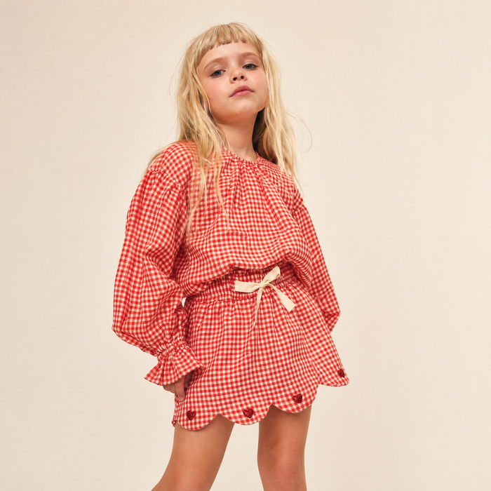 Petit Playa Organic Cotton Petal Skort in Lover print, breathable organic cotton clothing for babies and girls — image 4