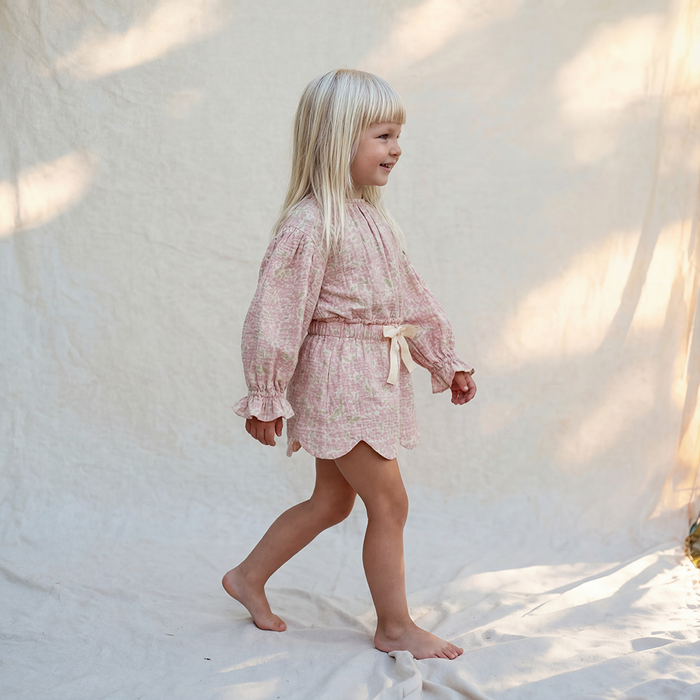 Petit Playa Organic Cotton Marlow Smock Top in Peony print, breathable organic cotton clothing for babies and girls — image 4
