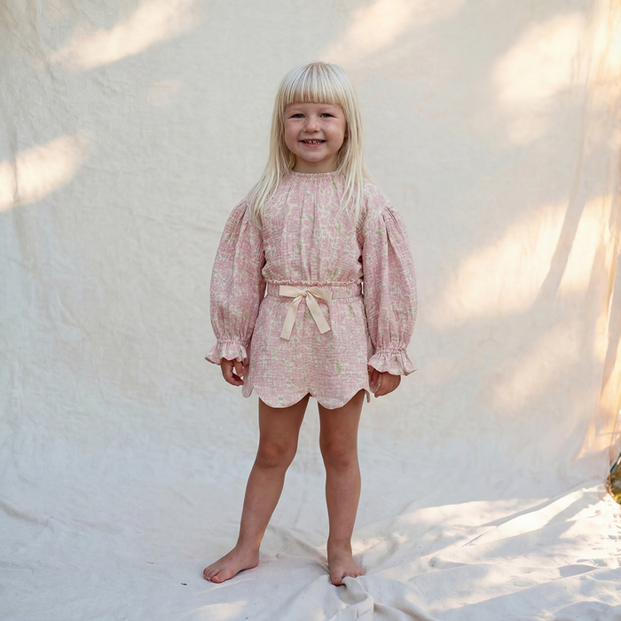 Petit Playa Organic Cotton Marlow Smock Top in Peony print, breathable organic cotton clothing for babies and girls — image 5