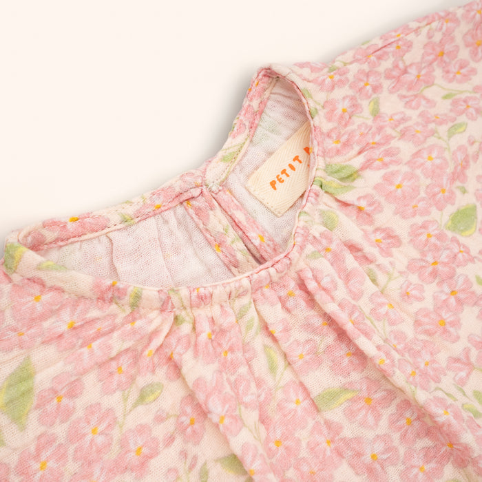 Petit Playa Organic Cotton Marlow Smock Top in Peony print, breathable organic cotton clothing for babies and girls — image 7