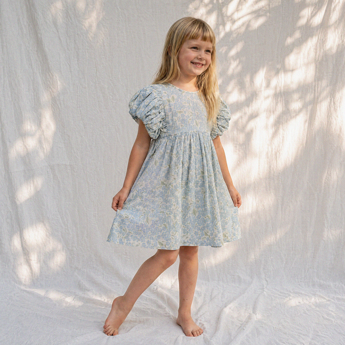 Petit Playa Organic Cotton Maya Dress in Hydrangea print, breathable organic cotton clothing for babies and girls — image 4