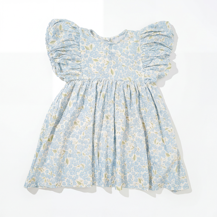 Petit Playa Organic Cotton Maya Dress in Hydrangea print, breathable organic cotton clothing for babies and girls — image 5