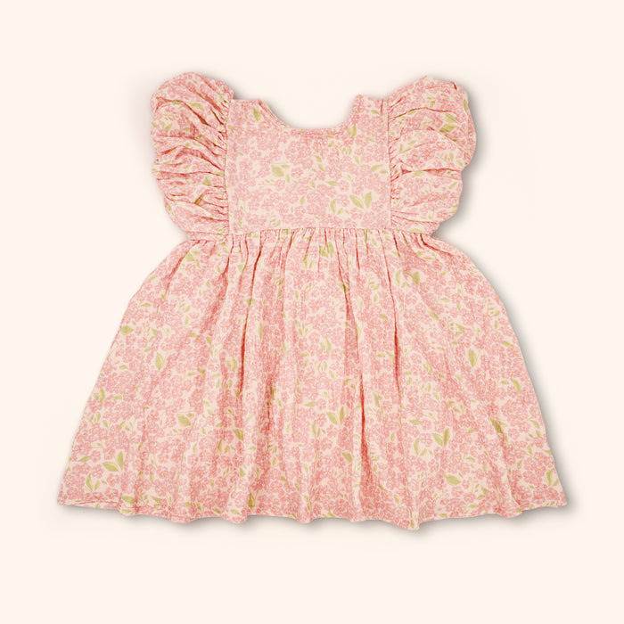 Petit Playa Organic Cotton Maya Dress in Peony print, breathable organic cotton clothing for babies and girls — image 2