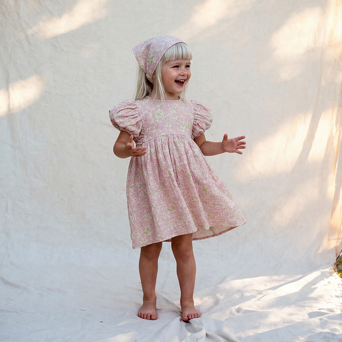 Petit Playa Organic Cotton Maya Dress in Peony print, breathable organic cotton clothing for babies and girls — image 3