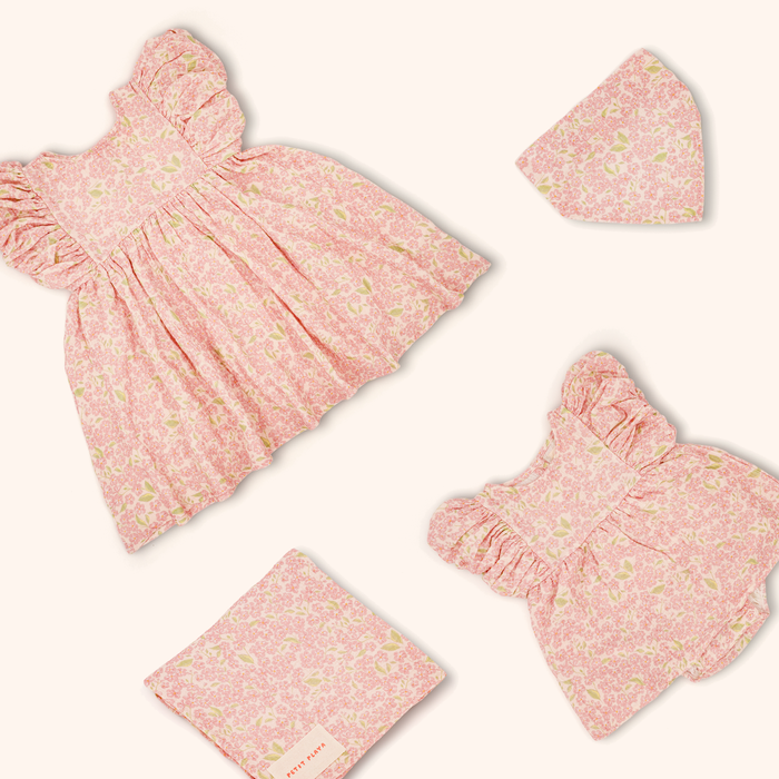 Petit Playa Organic Cotton Maya Romper Dress in Peony print, breathable organic cotton clothing for babies and girls — image 6