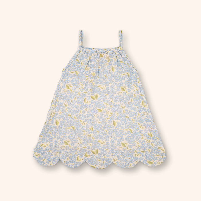 Petit Playa Organic Cotton Petal Dress in Hydrangea print, breathable organic cotton clothing for babies and girls — image 2