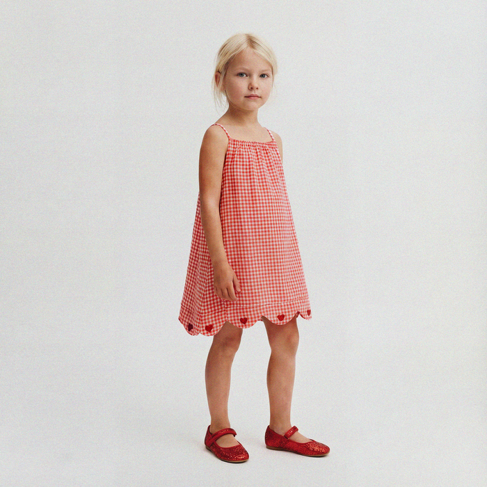 Petit Playa Organic Cotton Petal Dress in Lover print, breathable organic cotton clothing for babies and girls