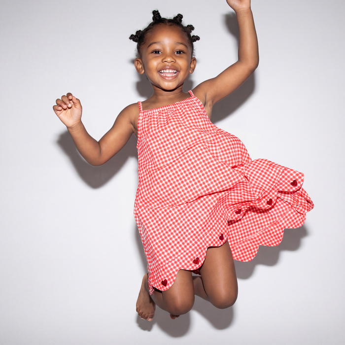 Petit Playa Organic Cotton Petal Dress in Lover print, breathable organic cotton clothing for babies and girls — image 3