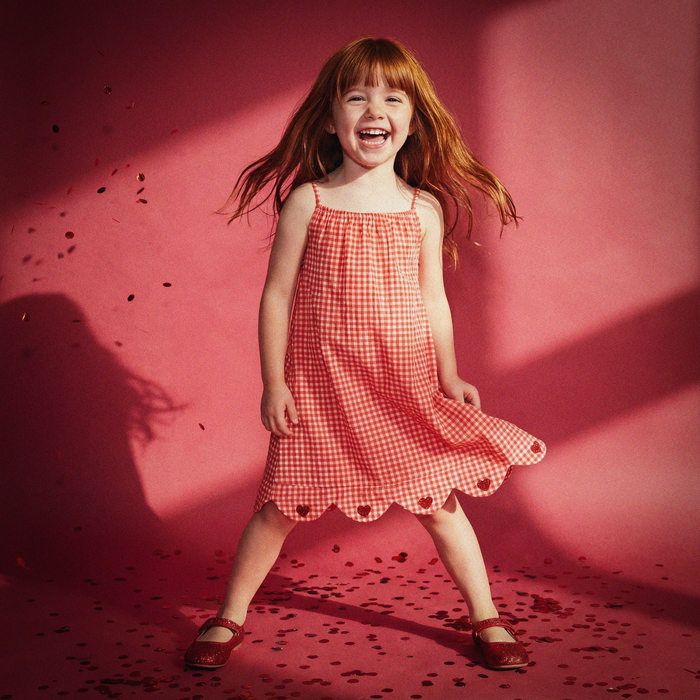 Petit Playa Organic Cotton Petal Dress in Lover print, breathable organic cotton clothing for babies and girls — image 4