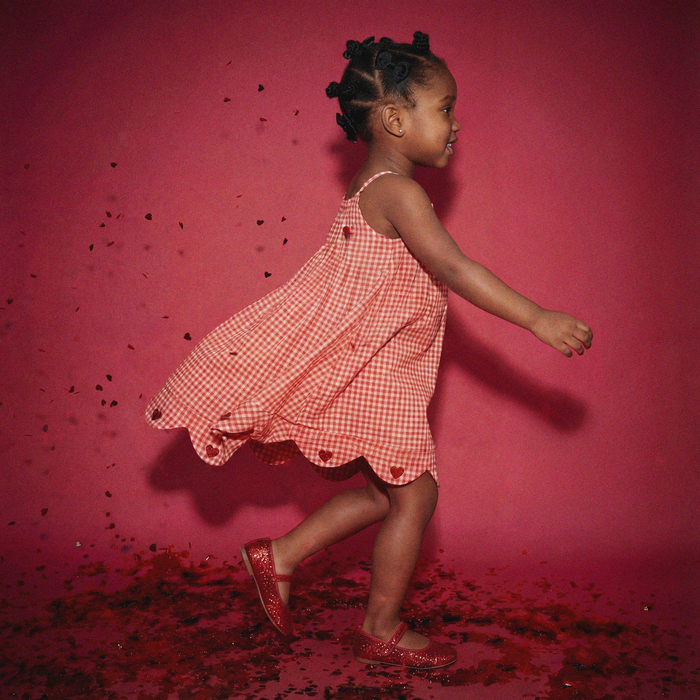 Petit Playa Organic Cotton Petal Dress in Lover print, breathable organic cotton clothing for babies and girls — image 6