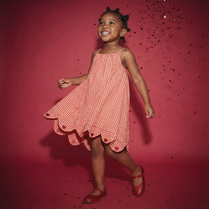 Petit Playa Organic Cotton Petal Dress in Lover print, breathable organic cotton clothing for babies and girls — image 7