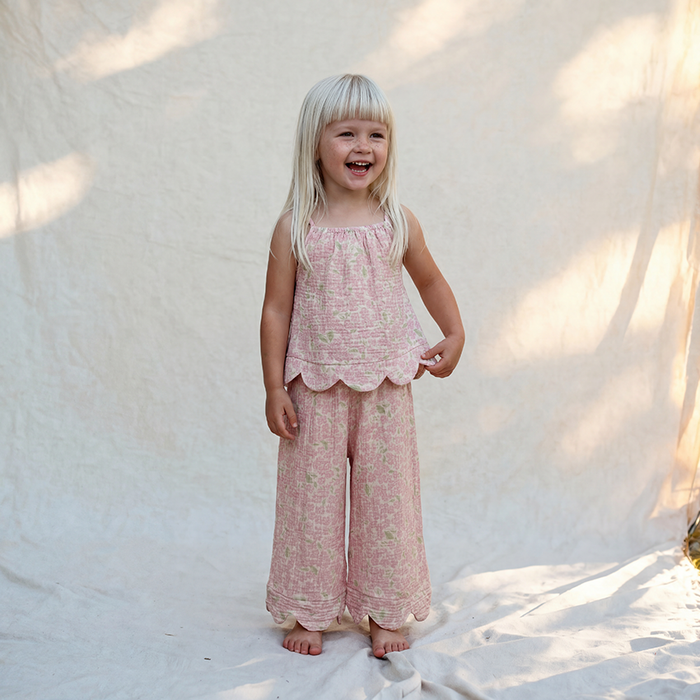 Petit Playa Organic Cotton Petal Top in Peony print, breathable organic cotton clothing for babies and girls — image 4