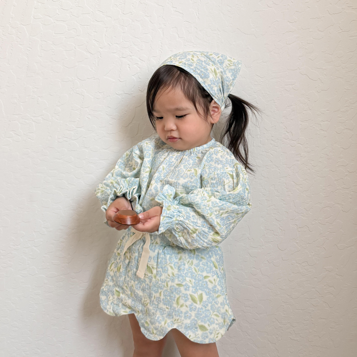 Petit Playa Organic Cotton Marlow Smock Top in Hydrangea print, breathable organic cotton clothing for babies and girls — image 6