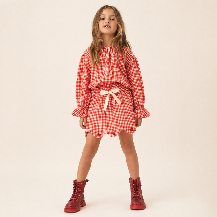 Petit Playa Organic Cotton Petal Skort in Lover print, breathable organic cotton clothing for babies and girls — image 2