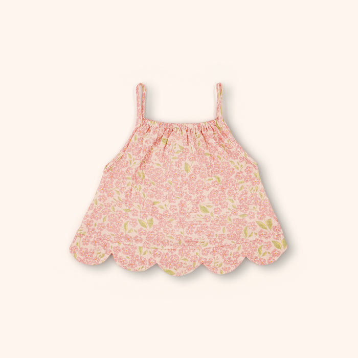 Petit Playa Organic Cotton Petal Top in Peony print, breathable organic cotton clothing for babies and girls — image 2