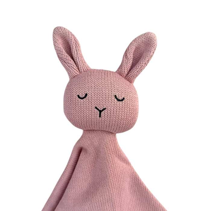 Soft organic cotton bunny comforter in dusty rose