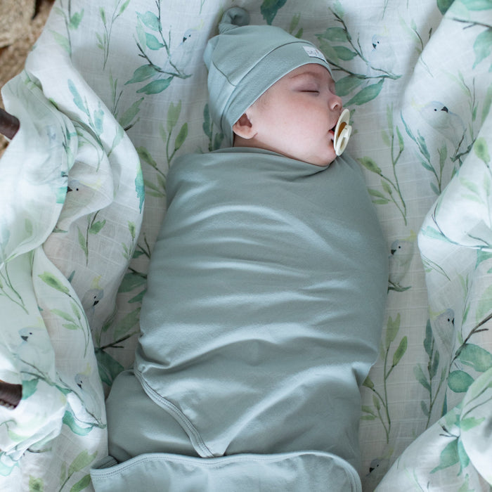 Organic cotton jersey newborn beanie mineral