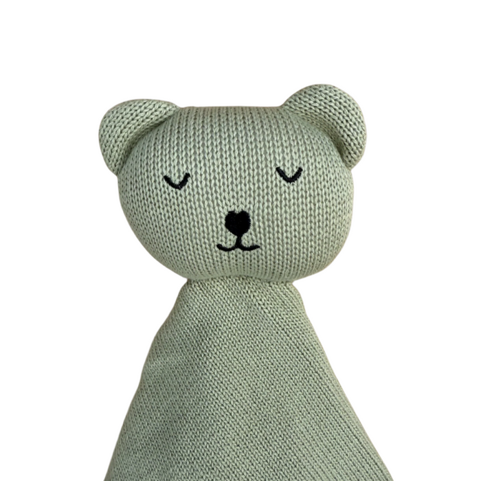 Soft organic cotton bear comforter in mineral