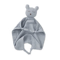 Organic muslin dusty blue bear baby and toddler comforter made from soft organic cotton