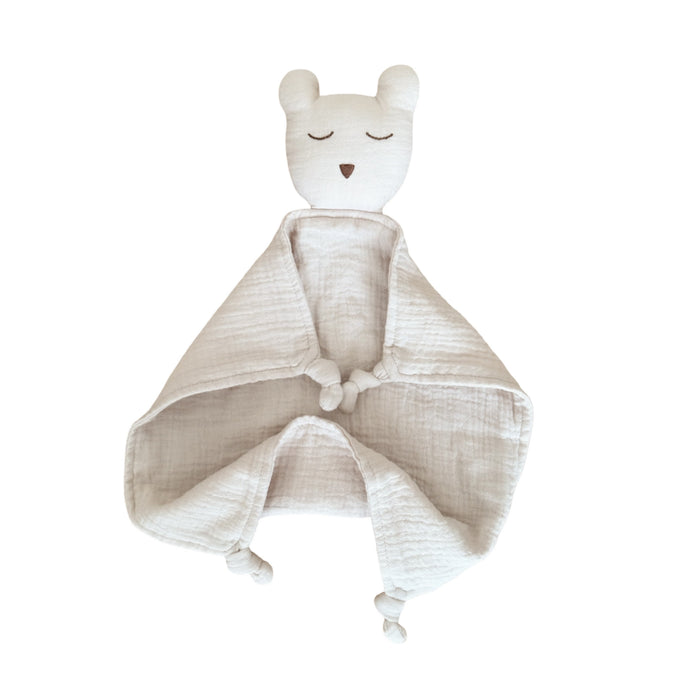 Organic muslin fog bear baby and toddler comforter made from soft organic cotton
