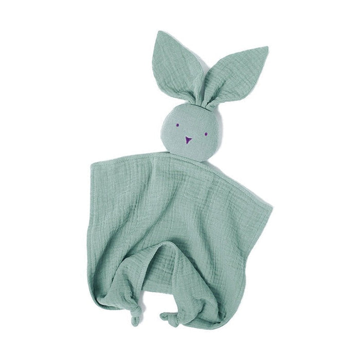 Organic muslin lagoon bunny baby and toddler comforter made from soft organic cotton