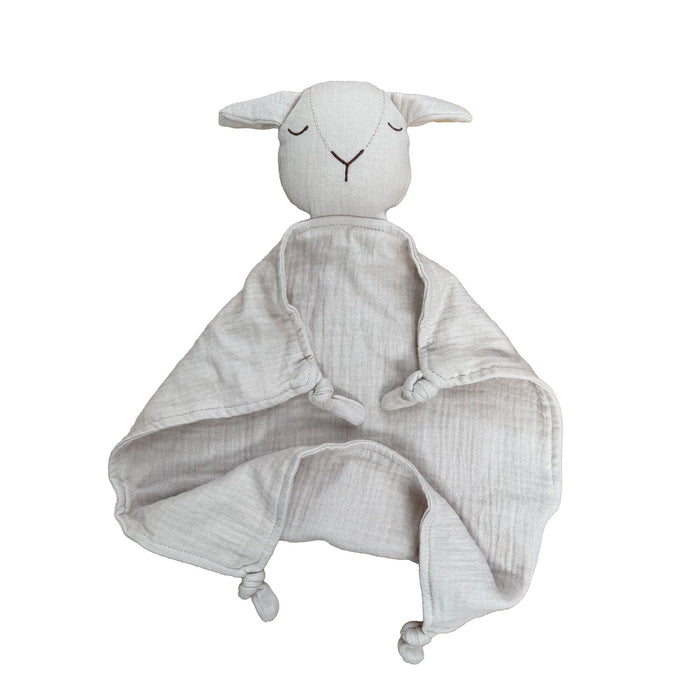 Soft organic muslin lamb comforter with cosy filled centre