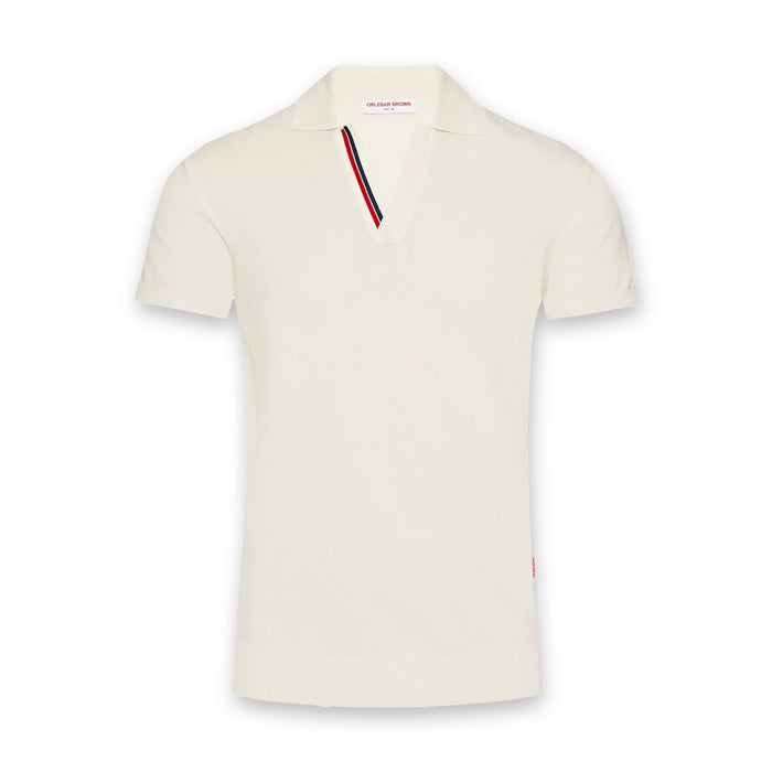 Orlebar Brown - Horton OB Stripe Polo Shirt in White Sand - Nigel Clare