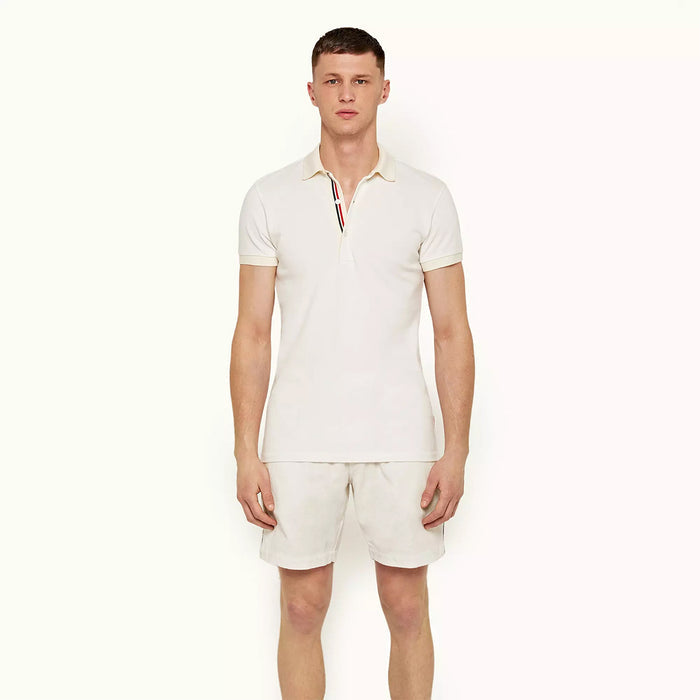 Orlebar Brown - Horton OB Stripe Polo Shirt in White Sand - Nigel Clare