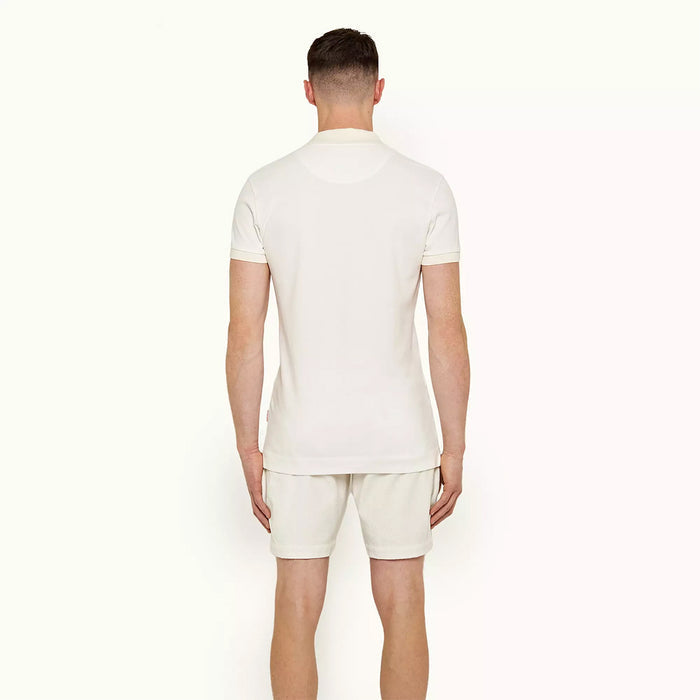 Orlebar Brown - Horton OB Stripe Polo Shirt in White Sand - Nigel Clare