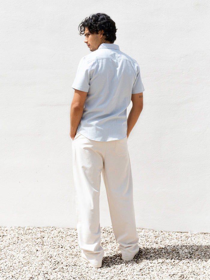 Oskar Short Sleeve Stripe Shirt - Light Blue