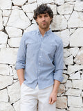 Oskar Stripe Long Sleeve Shirt - Navy
