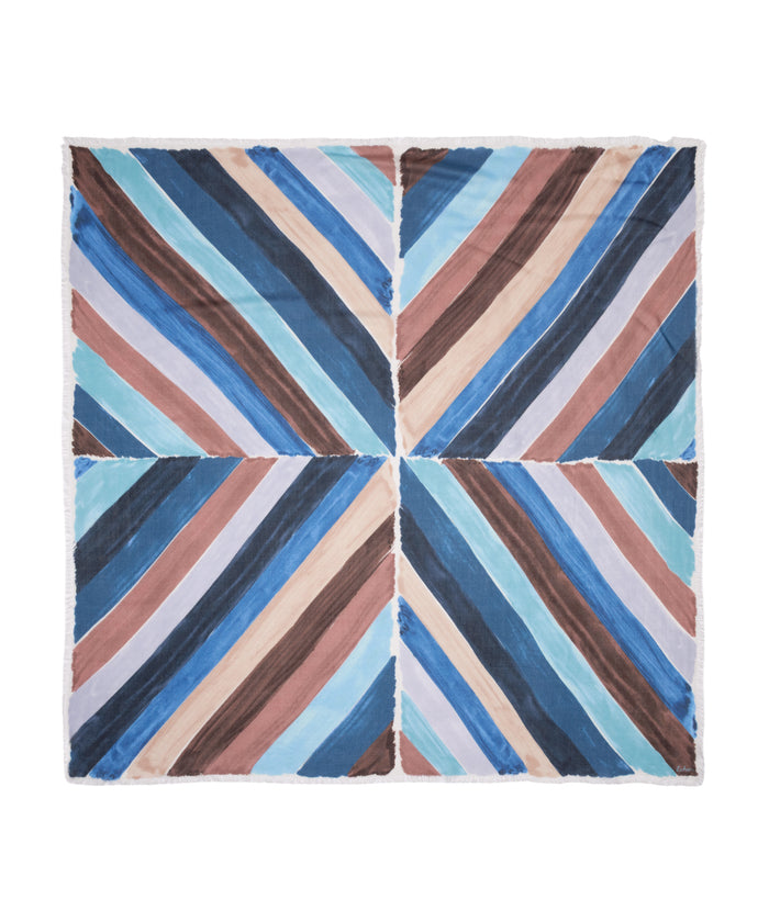 Painted Chevron Modal Square Scarf in blue