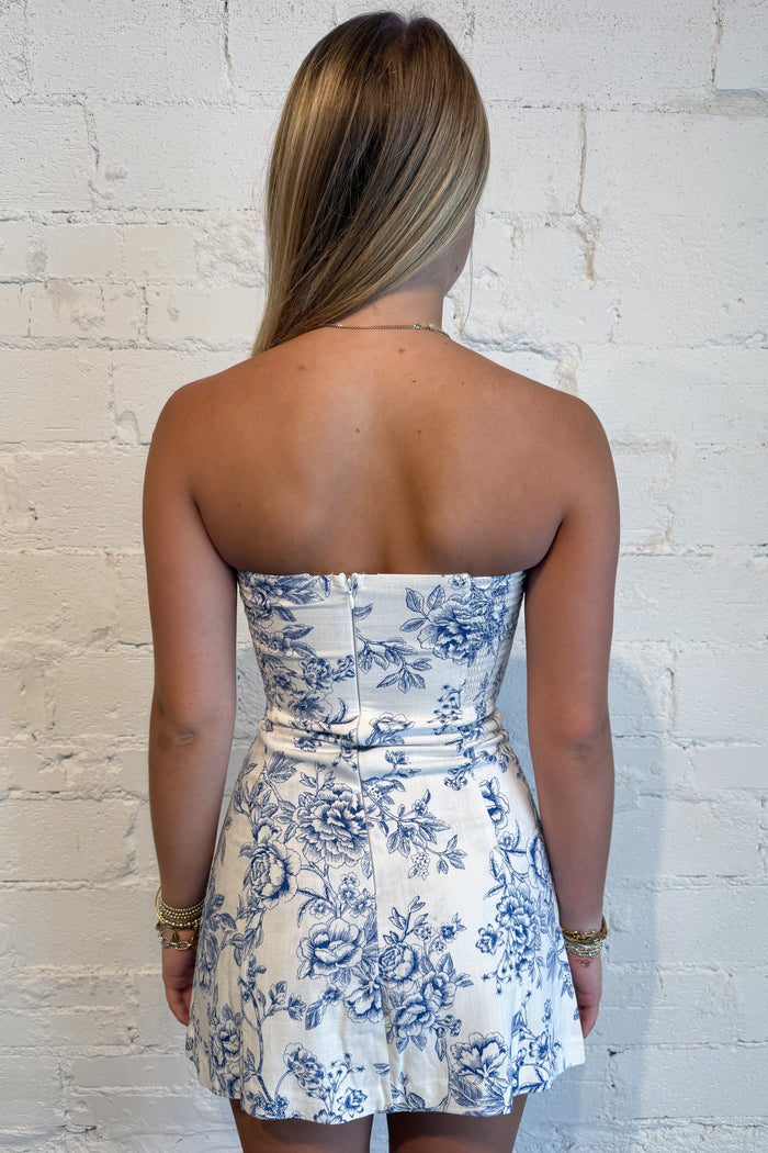 Painted Petals Dress Blue Back, adeline boutique, dallas boutique, boutique