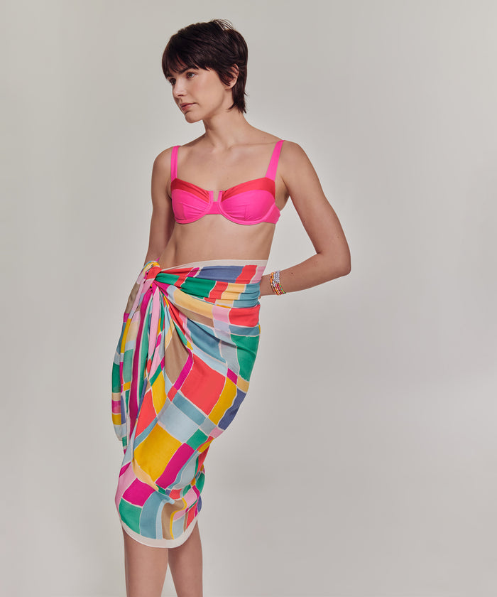 Painted Plaid Wrap in color multi