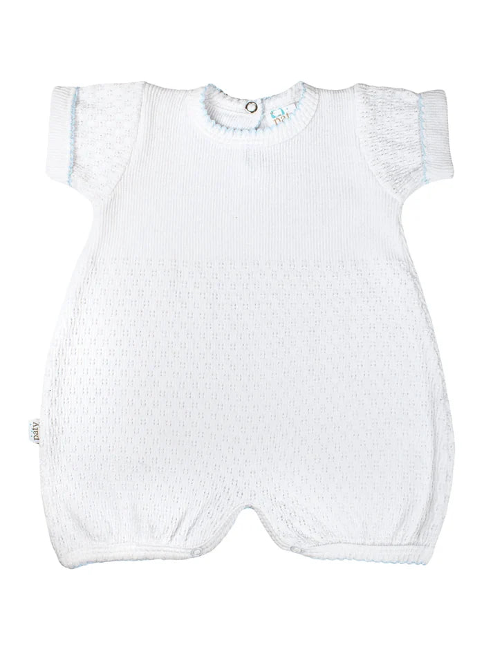 Paty Short Sleeved Cuffed Bubble-White/Blue Trim
