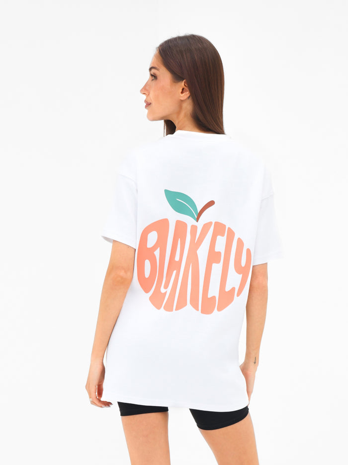 Peach Bubble Print Oversized T-Shirt - White