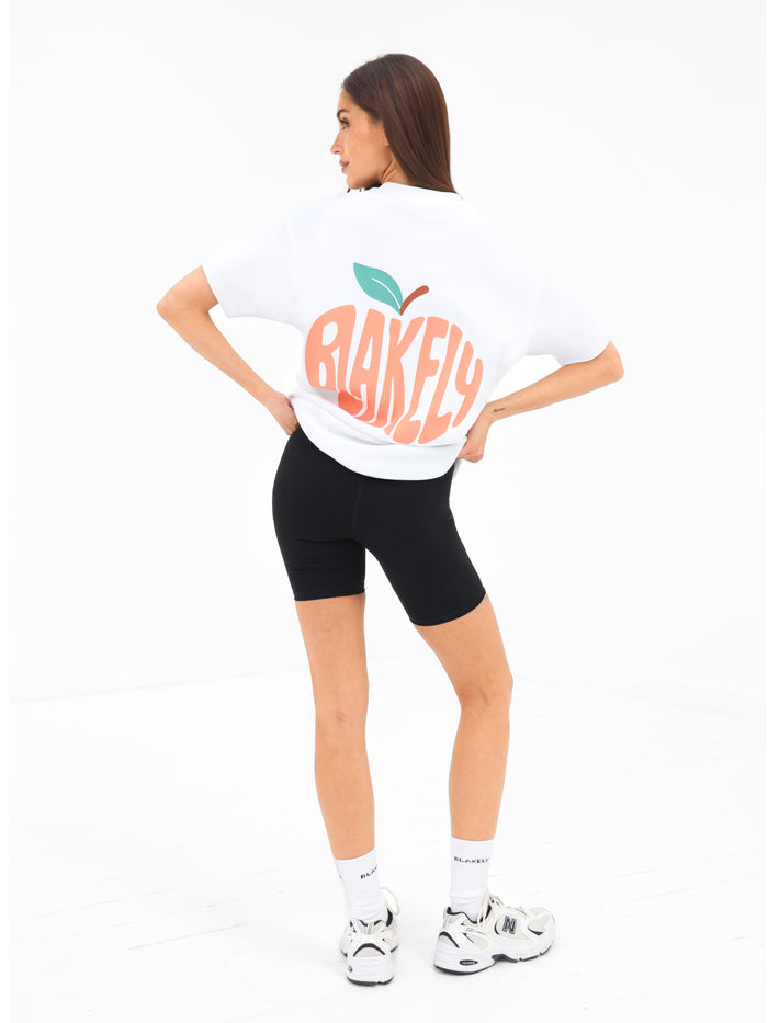 Peach Bubble Print Oversized T-Shirt - White