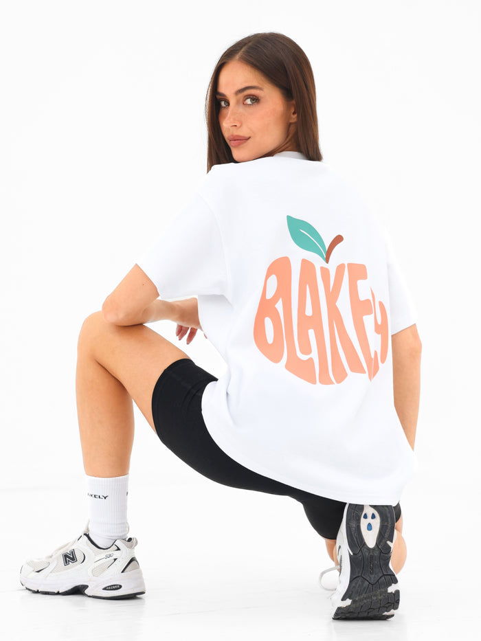Peach Bubble Print Oversized T-Shirt - White