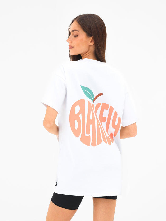 Peach Bubble Print Oversized T-Shirt - White